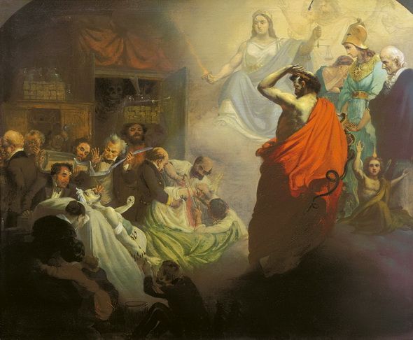 Гомеопатия, взирающая на ужасы Аллопатии. А.Е.Бейдеман, 1857 Гомеопатия, взирающая на ужасы Аллопатии. А.Е.Бейдеман, 1857